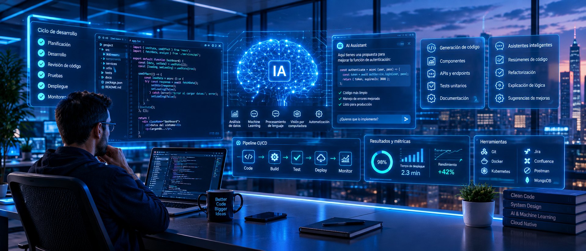 Desarrollo de software industrial con inteligencia artificial: ciclo de desarrollo, pruebas y despliegue
